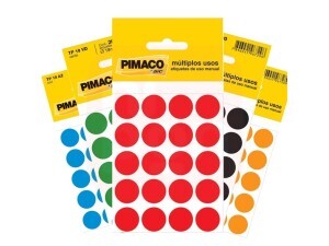 Etiqueta Redonda Nº19 Com 12 Folhas - Cores Sortidas